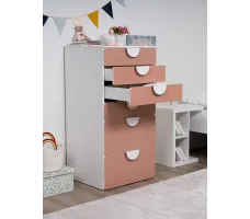 Комод Mebelain Пикси 6 ящиков 60*57*120 розовый