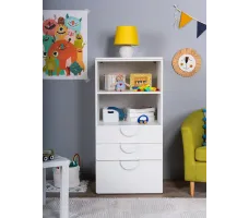 Стеллаж Mebelain Пикси 3 ящика 60*57*120 белый