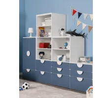 Стеллаж Mebelain Пикси 3 ящика 60*57*120 синий