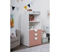 Стеллаж Mebelain Пикси 3 ящика 60*57*120 розовый