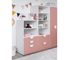 Стеллаж Mebelain Пикси 2 ящика 60*57*180 розовый