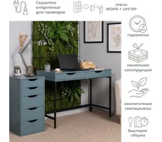 Письменный стол Mebelain Ингар Д 100 100*48*76 серо-бирюзовый/черный