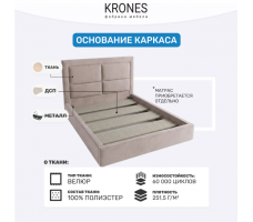 Кровать Krones Афина New (мод. 2) 160*200 велюр бежевый