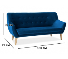Диван SIGNAL NORDIC 3 Velvet Bluvel 86 темно-синий/бук