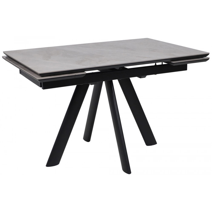 Стол раздвижной JACK-120 120(30+30)*80 ITALIAN LIGHT GREY GLOSS ST CER/черный