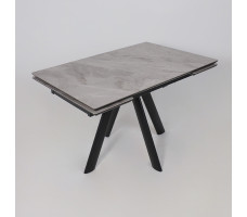 Стол раздвижной JACK-120 120(30+30)*80 ITALIAN LIGHT GREY GLOSS ST CER/черный