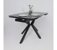 Стол РЕЙН NEW 1400(2040)*900 камень черный Greys Black/черный матовый