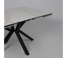 Стол РЕЙН NEW 1200(1840)*800 камень белый Greys White/черный матовый