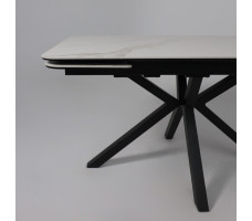 Стол РЕЙН NEW 1200(1840)*800 камень белый Greys White/черный матовый