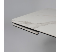 Стол РЕЙН NEW 1200(1840)*800 камень белый Greys White/черный матовый