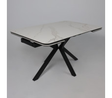 Стол РЕЙН NEW 1200(1840)*800 камень белый Greys White/черный матовый