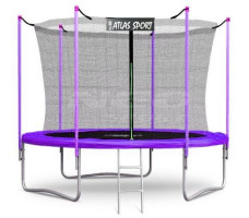 Батут Atlas Sport 374 см с внутренней сеткой и лестницей фиолетовый