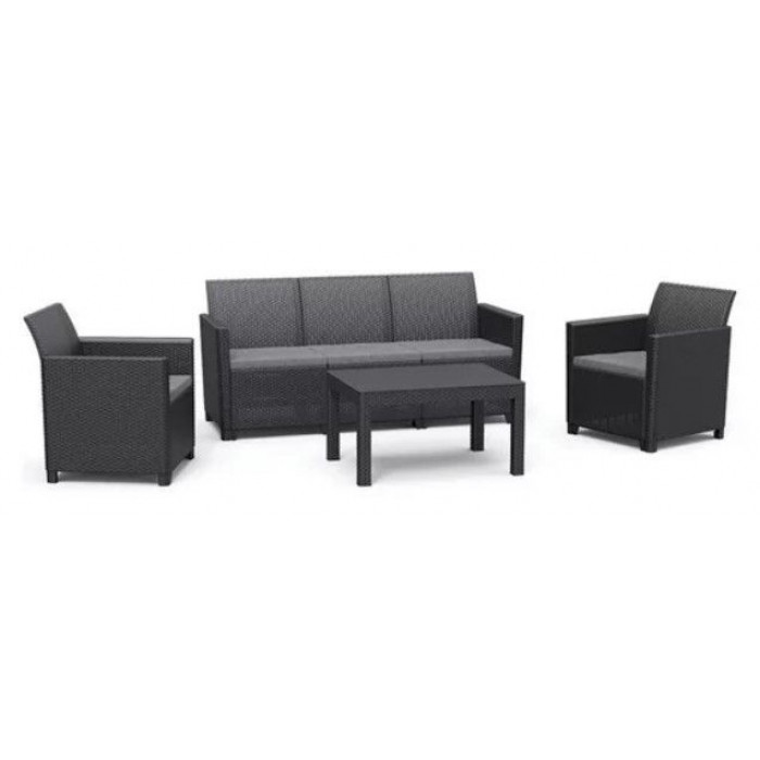 Комплект мебели Claire 3-seater Set (3х-местный диван, 2 кресла, столик) графит