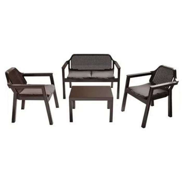 Набор садовой мебели Easy Comfort (диван, 2 кресла, стол) коричневый