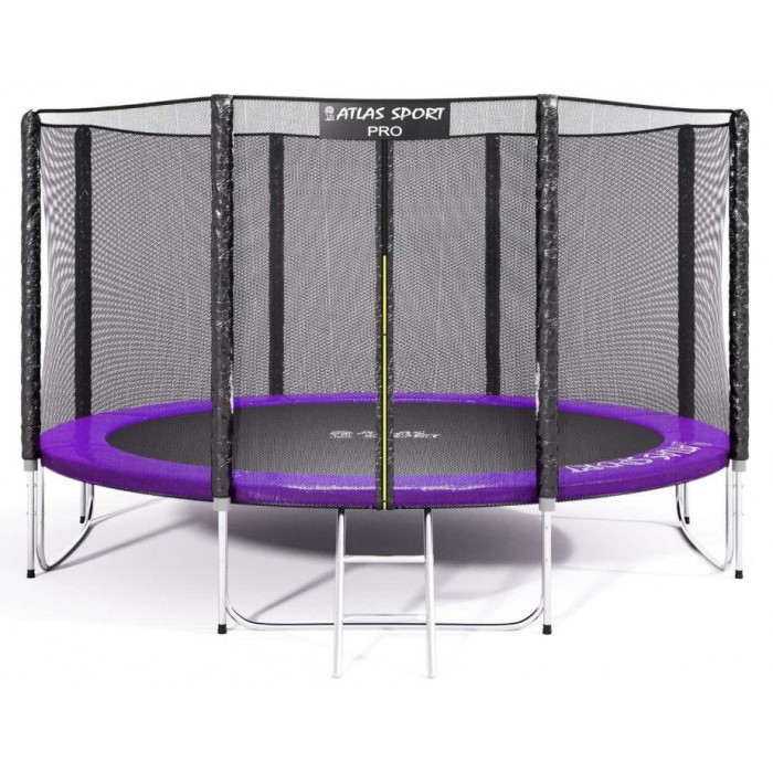 Батут Atlas Sport 435 см - 14ft PRO (усиленные опоры) фиолетовый