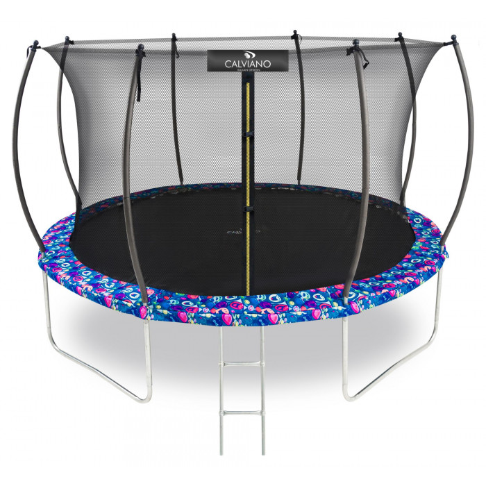 Батут с защитной сеткой Calviano 374 см - 12ft INSIDE master smile (смайл)