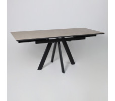 Стол раздвижной JACK-120 120(30+30)*80 бежевый камень - compact cer/черный
