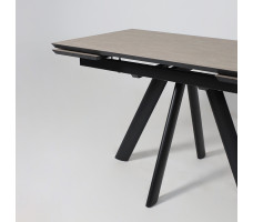 Стол раздвижной JACK-120 120(30+30)*80 бежевый камень - compact cer/черный