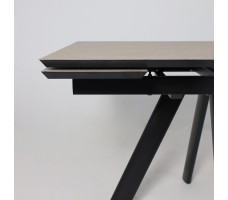 Стол раздвижной JACK-120 120(30+30)*80 бежевый камень - compact cer/черный