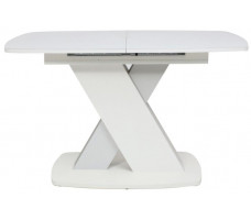 Стол СОФИЯ 1300(1700)*800 стекло белое Opti white/ЛДСП светло-серый + белый