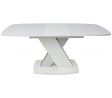 Стол СОФИЯ 1300(1700)*800 стекло белое Opti white/ЛДСП светло-серый + белый