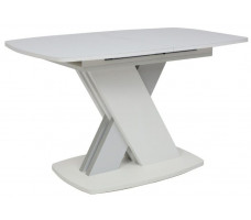 Стол СОФИЯ 1300(1700)*800 стекло белое Opti white/ЛДСП светло-серый + белый