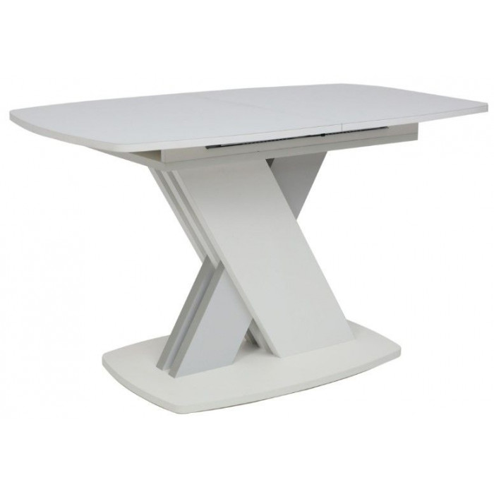 Стол СОФИЯ 1300(1700)*800 стекло белое Opti white/ЛДСП светло-серый + белый