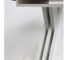 Стол СОФИЯ 1300(1700)*800 стекло белое Opti white/ЛДСП светло-серый + белый