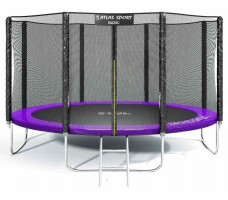 Батут Atlas Sport 435 см (14 ft) Basic с внешней сеткой и лестницей фиолетовый