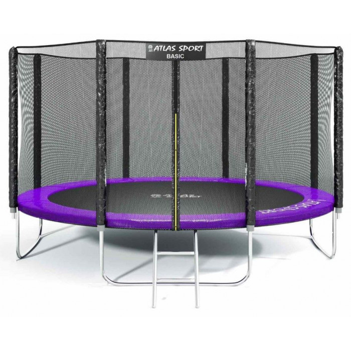 Батут Atlas Sport 435 см (14 ft) Basic с внешней сеткой и лестницей фиолетовый