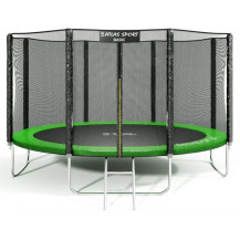Батут Atlas Sport 435 см (14 ft) Basic с внешней сеткой и лестницей зеленый Батут Atlas Sport 435 см (14 ft) Basic с внешней сеткой и лестницей зеленый