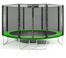 Батут Atlas Sport 435 см (14 ft) Basic с внешней сеткой и лестницей зеленый
