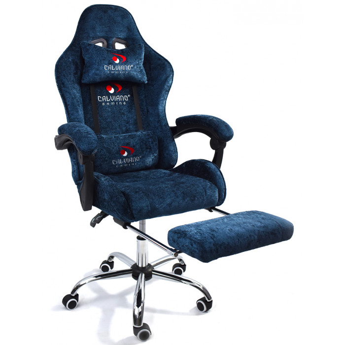 Вибромассажное кресло Calviano Amarone Blue plush ткань синий