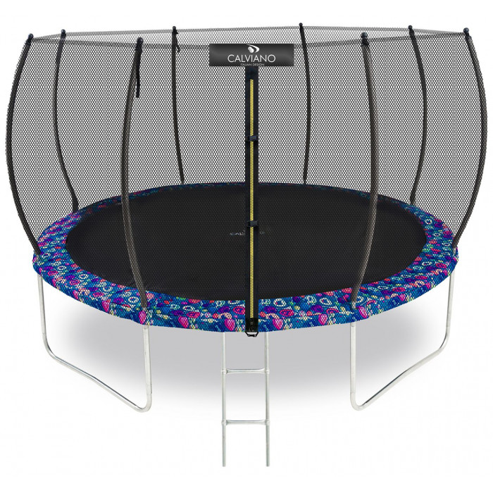 Батут с защитной сеткой Calviano 374 см - 12ft OUTSIDE master smile (смайлы)