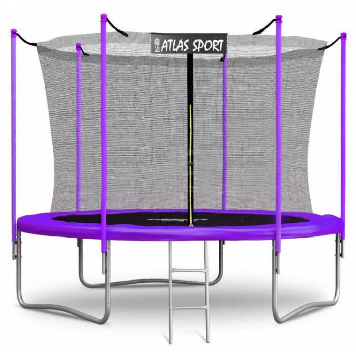 Батут Atlas Sport 252 см с внутренней сеткой и лестницей фиолетовый