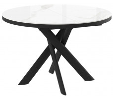 Стол раздвижной RONALDO-120 120(160) PATAGONOA BIANCO GLOSS PREMIUM CER/черный
