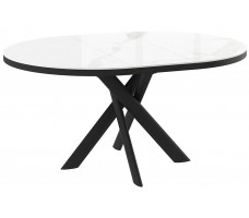 Стол раздвижной RONALDO-120 120(160) PATAGONOA BIANCO GLOSS PREMIUM CER/черный