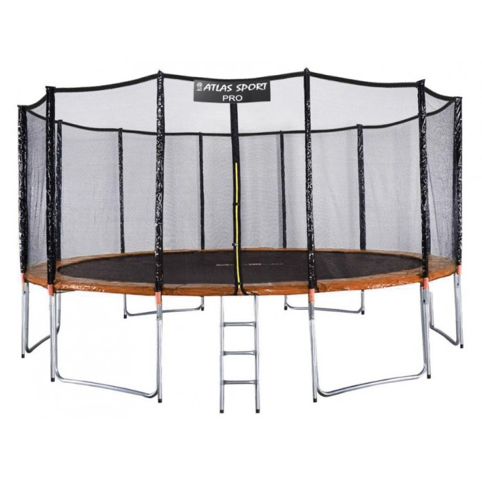 Батут Atlas Sport 490 см (16ft) PRO (усиленные опоры) оранжевый
