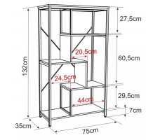 Стеллаж SIGNAL NET B 75*35*132 орех/черный