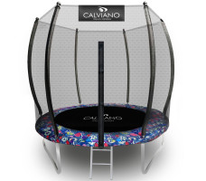 Батут с защитной сеткой Calviano 252 см - 8ft OUTSIDE master smile (смайлы)
