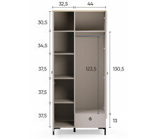 Шкаф Domenica SZF2D1S 85,5*60*199 глиняный серый