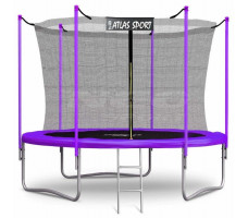 Батут Atlas Sport 312 см с внутренней сеткой и лестницей фиолетовый