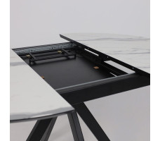 Стол AV 1107 HPL+МДФ 1000(1350)*750 белый мрамор/черный