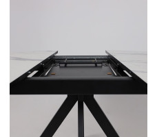 Стол AV 1107 HPL+МДФ 1000(1350)*750 белый мрамор/черный