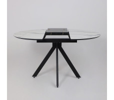 Стол AV 1107 HPL+МДФ 1000(1350)*750 белый мрамор/черный