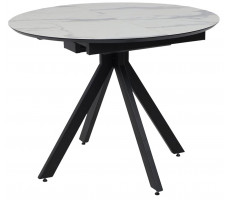Стол AV 1107 HPL+МДФ 1000(1350)*750 белый мрамор/черный