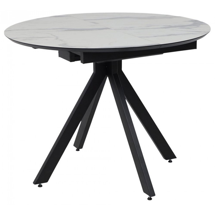 Стол AV 1107 HPL+МДФ 1000(1350)*750 белый мрамор/черный