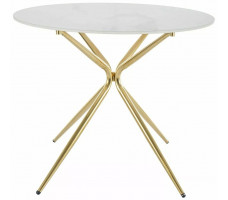 Стол обеденный Signal AZALIA (Азалия) 90*90*75 Ceramic белый/золотой