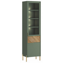 Шкаф Siena REG1W1D1S 51,5*41*201 дымчатый зеленый/дуб вотан (с подсветкой)