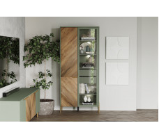 Шкаф Siena REG1W1D 92,5*41*201 дымчатый зеленый/дуб вотан (с подсветкой)